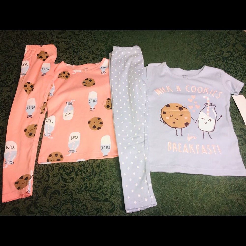 NWT 12m cookies & milk breakfast carters pajamas girls layette easter christmas - Picture 2 of 11
